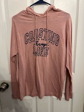 Blush Pink Hooded Long Sleeve Tee